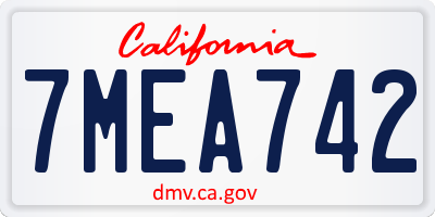 CA license plate 7MEA742