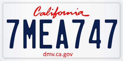 CA license plate 7MEA747