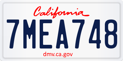 CA license plate 7MEA748