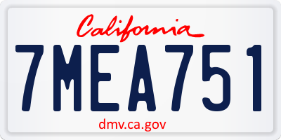 CA license plate 7MEA751
