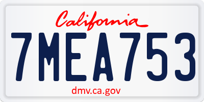 CA license plate 7MEA753