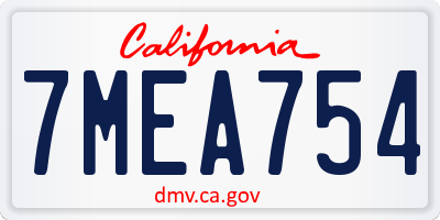 CA license plate 7MEA754