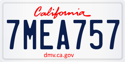 CA license plate 7MEA757