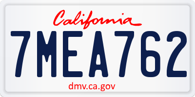 CA license plate 7MEA762