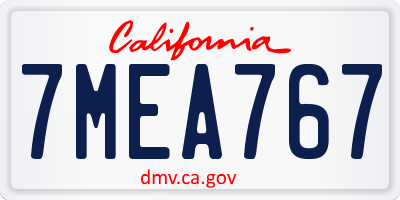 CA license plate 7MEA767