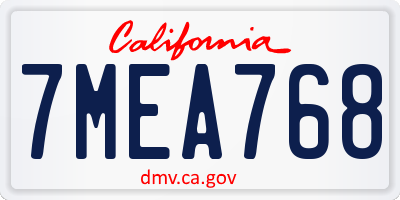CA license plate 7MEA768