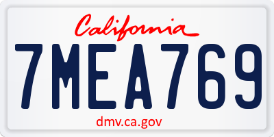 CA license plate 7MEA769