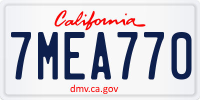 CA license plate 7MEA770