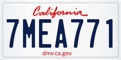 CA license plate 7MEA771