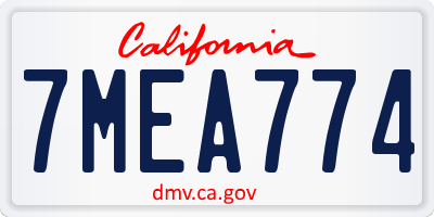 CA license plate 7MEA774