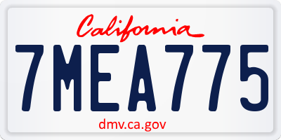 CA license plate 7MEA775