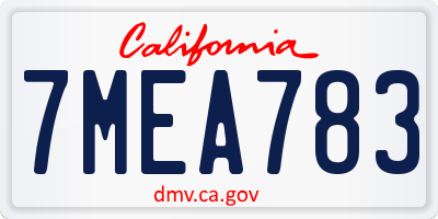 CA license plate 7MEA783