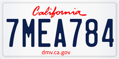 CA license plate 7MEA784