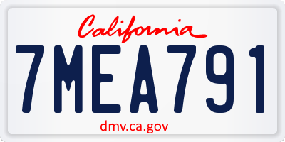 CA license plate 7MEA791