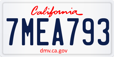 CA license plate 7MEA793