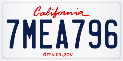 CA license plate 7MEA796