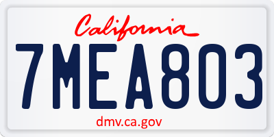 CA license plate 7MEA803