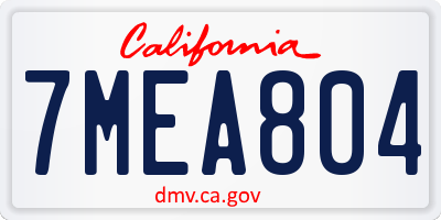 CA license plate 7MEA804
