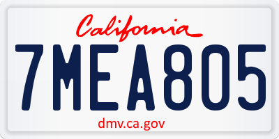 CA license plate 7MEA805