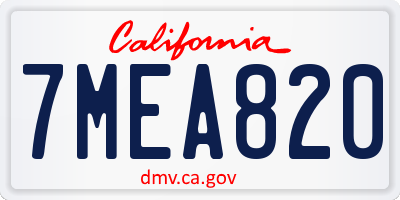 CA license plate 7MEA820