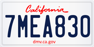 CA license plate 7MEA830