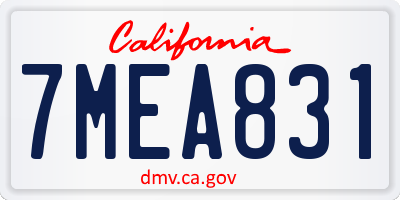 CA license plate 7MEA831