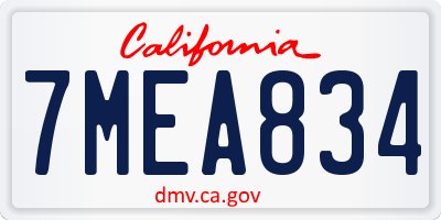 CA license plate 7MEA834