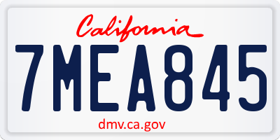 CA license plate 7MEA845