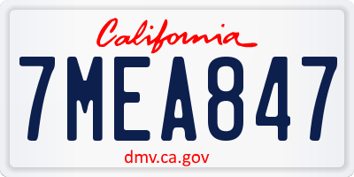 CA license plate 7MEA847