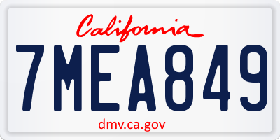 CA license plate 7MEA849