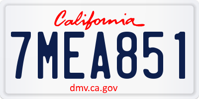 CA license plate 7MEA851