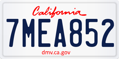 CA license plate 7MEA852