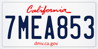 CA license plate 7MEA853