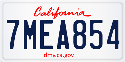 CA license plate 7MEA854