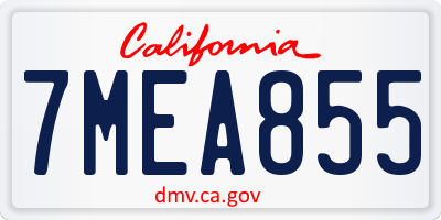 CA license plate 7MEA855