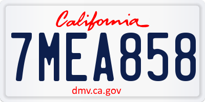CA license plate 7MEA858