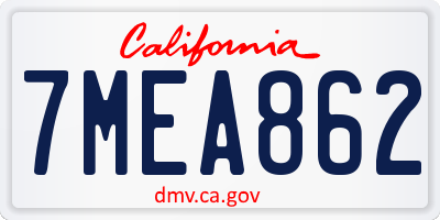 CA license plate 7MEA862