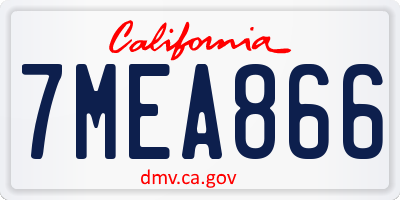 CA license plate 7MEA866