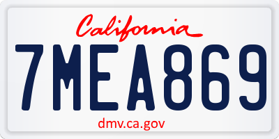 CA license plate 7MEA869