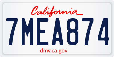 CA license plate 7MEA874