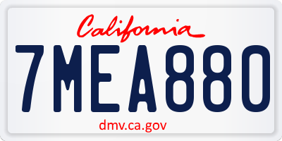 CA license plate 7MEA880