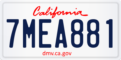 CA license plate 7MEA881