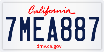 CA license plate 7MEA887