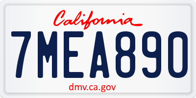 CA license plate 7MEA890