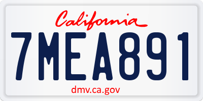 CA license plate 7MEA891