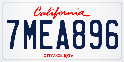 CA license plate 7MEA896