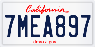 CA license plate 7MEA897