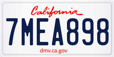 CA license plate 7MEA898