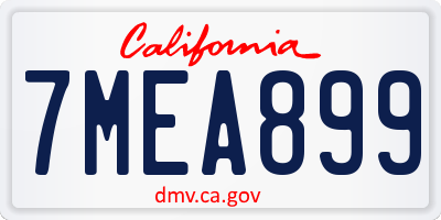 CA license plate 7MEA899