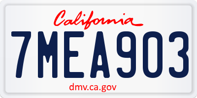 CA license plate 7MEA903